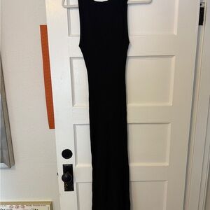 Good American Stretchy Ribbed Black Sleeveless Dress with Low Back